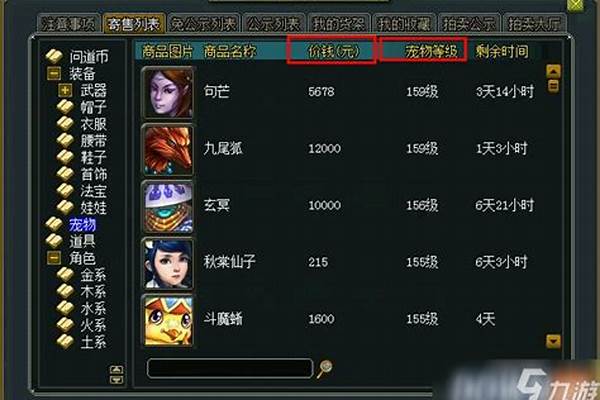 在问道奇宝斋买角色,购买的角色里所带的物